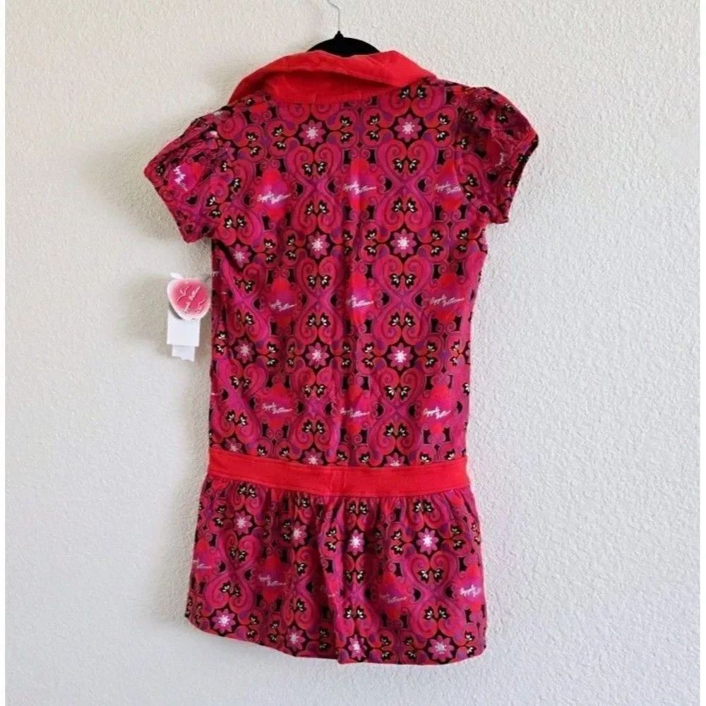 APPLE BOTTOMS Girls Size M Red Floral Polo Dress Drop Waist 10/12 New With Tags - Picture 3 of 6